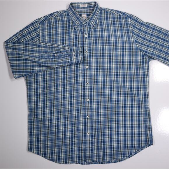 Peter Millar Dark Green Plaid Button-Up Cotton Dress Shirt Men's XL - Picture 2 of 6